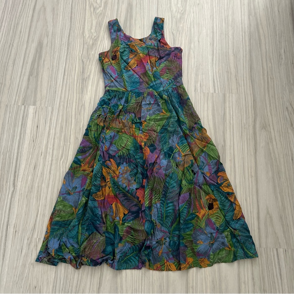 🔻🔻🔻sale Vintage Tropical Print Dress